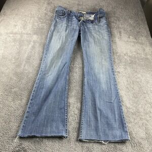 Levis 520 Regular Flare Jeans Womens 30x30 Blue Button Fly‎ Raw Hem VTG Y2K
